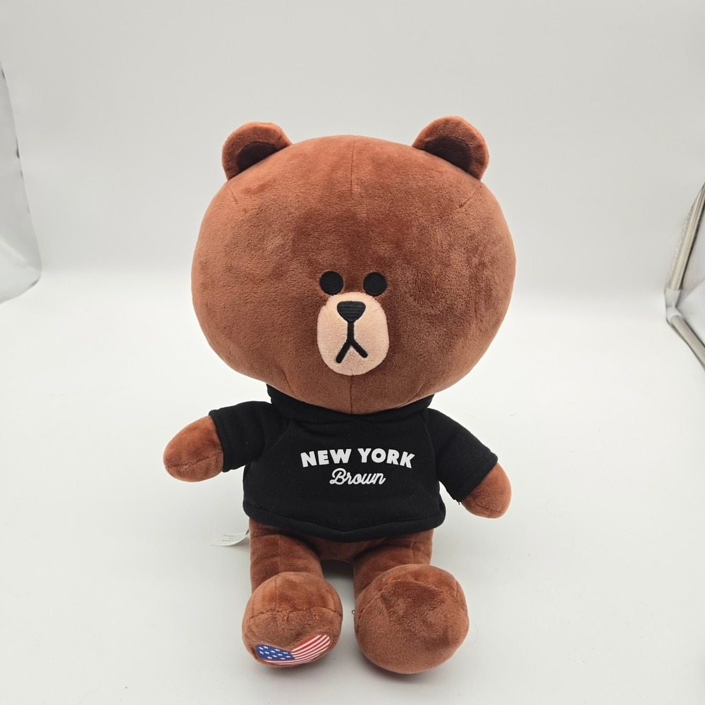 Line Friends Unisex Brown New York Brown Hoodie Plush Toy 10in